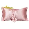 Funda de almohada de seda lavable de color sólido para belleza, funda de almohada individual de seda helada sedosa, imitación de seda de morera, funda para núcleo de almohada de seda