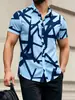 Camisa de verano para hombre de manga corta con estampado geométrico, ropa casual para hombre, europea y americana, transfronteriza