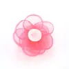 Material de Tocados Coreanos DIY Tejidos a Mano Accesorios de Flor de Seda Rosa con Borde Quemado de Gasa de Nieve Semiacabados