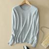 2025 Nuevo Suéter de Punto de Otoño e Invierno para Mujer Suéter de Cuello Redondo Jersey Ajustado Color Sólido Manga Larga Camiseta Interior para Mujer
