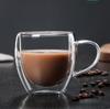Vaso de vidrio resistente al calor de aspecto alto para bebidas y jugo con asa, multiespecificación, vidrio transparente simple, aislado, línea de huevo, doble capa