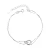 Pulseira de Prata Esterlina 925 Entrelaçada para Mulheres, Simples, Nicho, Estilo Ins, Moda, Para o Trabalho, Personalidade, Joia de Anel Duplo B6082G