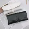 Estojo para óculos de sol couro macio padrão lichia fecho de couro estojo para óculos preto branco manchado