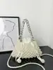 2026 Nuevo Bolso Tejido a Mano con Perlas Estilo Coreano Ins, Bolso de Mano de Moda y Dulce, Bolso Cruzado Versátil para Hombro para Mujer