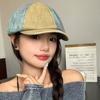 Gorra Octagonal de Mezclilla Retro Japonesa para Mujer, Primavera y Verano, Circunferencia de Cabeza Grande, Gorra de Pato hacia Adelante, Hace que la Cara Parezca Más Pequeña, Se Usa Hacia Atrás como Boina