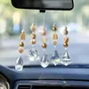 Pingente apanhador de sol de cristal estilo nórdico com contas de madeira, móbile de vento com luz e sombra arco-íris feito à mão, presente de decoração para casa