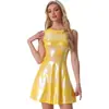 Vestido metálico sem mangas de gola redonda com cintura alta, europeu e americano, para mulheres, nova moda verão 2026, corte justo