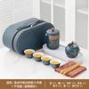 Juego de Té de Viaje de Porcelana Blanca de Dehua con Logo Personalizado Rima de Bambú Dorado Portátil para Exterior Rima Antigua Juego de Té Kung Fu Juego Pequeño