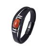 Venta Caliente Transfronteriza para Pulsera de Ojo de Tigre para Hombre Pulsera de Cuerda de Cuero Multicapa Pulsera Pulsera Europea y Americana Pulsera de Hebilla Magnética Joyería