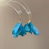 Brincos de Chiffon com Pingente de Flor em Tecido Agulha de Prata, Frescos e Etéreos, Doces e Elegantes, Brincos de Design Exclusivo