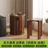 Banqueta de Madeira Maciça para Uso Doméstico, Empilhável com Rodas, Banqueta Empilhável com Armazenamento, Banqueta Reserva para Convidados, Banqueta Redonda Estilo Chinês Novo
