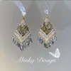 Brincos Turquesa Resistentes com Design de "Pena", Presilhas de Mosquito, Brincos Estilo Étnico Vintage para Mulheres
