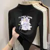 Nuevo top cálido de manga larga con estampado de dibujos animados de doble cara de forro polar para niñas, adecuado para otoño e invierno, con cuello semi-alto