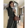 Conjunto de Moda Feminina para Início da Primavera 2026: Colete Tricotado Camadas Retro Francês, Calça Wide Leg, Blusa de Gola Alta para Usar por Baixo