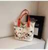 Bolsa de Lona Grande de Dibujos Animados Linda Nueva de Primavera y Verano para Mujer, Bolso de Hombro Casual, Bolsa Tote para la Escuela y el Trabajo