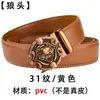 Novo Cinto Masculino de Couro de Vaca China Cabeça de Lobo Dourada Fivela Automática Couro Genuíno Cinto para Calça Fabricante de Dropshipping Atacado