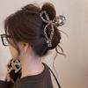 Clip de agarre con estampado de leopardo grande de alta calidad, estilo retro, sencillo, para el cabello, con forma de disco, popular en Internet, para la parte posterior de la cabeza, con volumen, clip de tiburón multitemperamento.