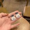 Pendientes de plata S925 con forma de lazo para niña, sencillos, divertidos, dulces y bonitos, con diseño de gato redondo, para mujer