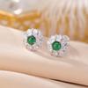 Yilu Silver S925 Sterling Silver Jade Super Flash Flor em forma de requintada luz luxo contas redondas brincos de alta qualidade personalizados todos os brincos de combinação