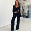 Nuevo Top de Punto Básico Casual de Manga Larga Sexy con Cuello en V, Estilo Y2K Milenio, Moda Sexy, Primavera y Verano 2025
