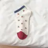Calcetines Lindos Estilo Japonés de Gato Cerezo para Mujer, Delgados de Malla Transpirable para Primavera y Verano, Algodón Bordado Cortos, Bajos Antideslizantes Tipo Barco