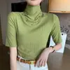 H342 Cuello semialto, manga tres cuartos, camiseta de manga corta, nuevo top popular para mujer, camiseta base protectora solar para mujer