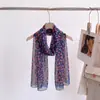 Nuevo pañuelo fino de seda con estampado floral pequeño 50*160, pañuelo largo de georgette estampado para mujer, protector solar, transpirable, versátil, pañuelo de viaje