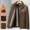 Casaco de Inverno para Pai Jaqueta de Algodão com Forro de Lã e Estilo Engrossado para Homens de Meia-Idade e Idosos, Jaqueta Casual Quente com Lapela Top de Inverno