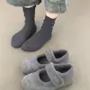 Zapatos de Algodón con Plataforma Interna Estilo Universitario, Zapatos Peludos de Aspecto Adelgazante, Zapatos Mary Jane con Peluche, Zapatos Birkenstock, Zapatos de Suela Gruesa para Mujer Otoño e Invierno