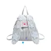 Mochila Linda de Conejo para Niñas, Estudiantes de Secundaria y Preparatoria, Mochila Rayada Ligera Versátil Bidimensional Venta al por Mayor Transfronteriza