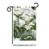 Bandera de jardín de lino de fábrica transfronteriza, bandera colgante decorativa de hortensia de playa, bandera decorativa para patio, bandera de lino sintético al por mayor