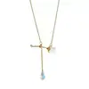 Colar de Corrente de Clavícula Retrô Suave ao Luar Francês Rosa Branca Elegante Cyber Celebrity Super Fairy Neck Chain