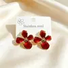 Pendientes de acero inoxidable con esmalte de girasol coloridos europeos y americanos, simples y únicos, exquisitos, de lujo ligero, elegantes y de alta gama