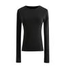 Nueva Camiseta Básica de Base Clásica de Color Sólido Ajuste Slim Cuello Redondo Delgado Hombro Manga Larga Top Camiseta de Mujer 3081