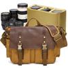 Bolso de Hombro Vintage para Hombre Hecho de Lona Encerada al Aceite con Cuero de Vaca de Primera Capa, Bolso Cruzado, Bolso de Hombro Cruzado, Portátil