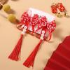 Horquilla para el pelo con borlas para niños de Año Nuevo, horquilla roja festiva de estilo chino, lazo de princesa, bola para el pelo, clip, cinta, accesorios para el cabello