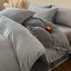 Novo Conjunto de Quatro Peças Flâmula com Relevo 5D Totalmente Fosco Leite Veludo Cor Sólida Outono/Inverno Classe A Conjunto de Três Peças