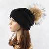 Gorro de lana cálido para mujer, estilo europeo y americano, con bola de piel de mapache, para otoño e invierno, para exteriores, venta al por mayor