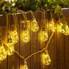 Lámpara de Cuerda de Cáñamo Solar Nueva Transfronteriza Lámpara de Bombilla de Cable de Cobre para Patio Jardín Lámpara Decorativa de Atmósfera de Camping Impermeable para Exteriores
