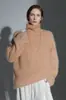 Novo Estilo Outono e Inverno Suéter Leve de Lã Sem Costura com Design Macio, Cor Sólida, Versátil Gola Alta Aconchegante Suéter de Tricô em Fleece