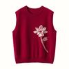 Suéter de punto de cachemira para mujer, sin mangas, cuello redondo, estilo coreano, combinable con todo, otoño e invierno de 2024