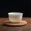 Taza de Té Gongfu Chami Fang Blanco Marfil Tazón de Té Individual Juego de Té de Cerámica Porcelana Blanca de Dehua Taza Pequeña para Cata de Té de Maestro