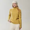 ¡Sencillo pero lujoso! Suéter 100% cachemir para mujer, con estampado floral, cuello semi-alto, tejido grueso de cachemir y abertura en los puños, perfecto como capa base.