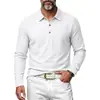 2026 Camisa Polo de Manga Larga para Hombre Transfronteriza Textura de Lino Cuello Solapa Tres Botones Casual Versátil Camisa Henley