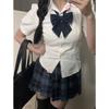 Camisa JK Camisa com Cadarço Terno Sexy Uniforme JK Manga Curta Cintura Fina Camisa Branca com Saia Plissada Conjunto de Três Peças
