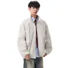 Chaqueta de Hombre con Cuello Alto y Patrón de Espiga Hombres 2026 Nueva Color Sólido Holgada Versátil Top Deportivo Chaqueta Casual Primavera