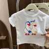 Camiseta de Manga Corta Holgada con Estampado de Dibujos Animados, Estilo Nuevo de Verano para Niños y Niñas, Tops Casuales para Niños Pequeños y Medianos 0183A124