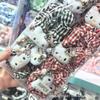 Boneca de Pelúcia Gato Kt com Laço Xadrez Fofo Desenho Animado Elástico de Cabelo Xadrez Elástico de Borracha Doce para Menininha Faixa de Cabeça