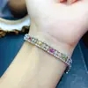 Atacado de Fábrica Popular Pulseira de Safira Colorida Natural Prata S925 Cravejada Pedra Principal 3*4 Joias de Luxo Venda Direta da Fábrica