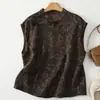 Fotos reais da coleção primavera/outono de 2026: novo colete retrô estilo chinês com botões, feminino, camada dupla de algodão com estampas, sem mangas, para uso casual